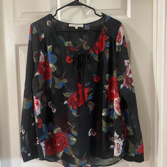 DANIEL RAINN Floral Blouse/See-Through Sz L. - Picture 3 of 11